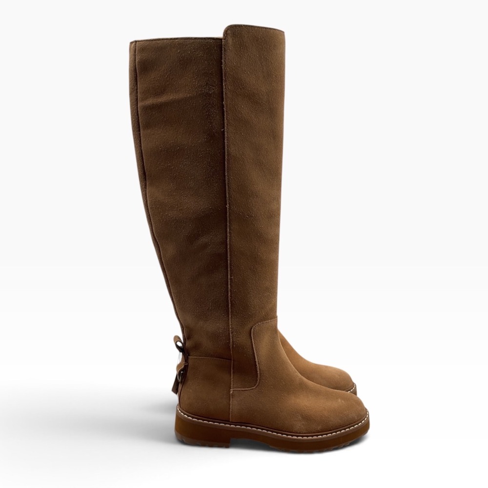 Cole Haan Hampshire Tall Waterproof Suede Boots British Tan W25487 Womens 6B